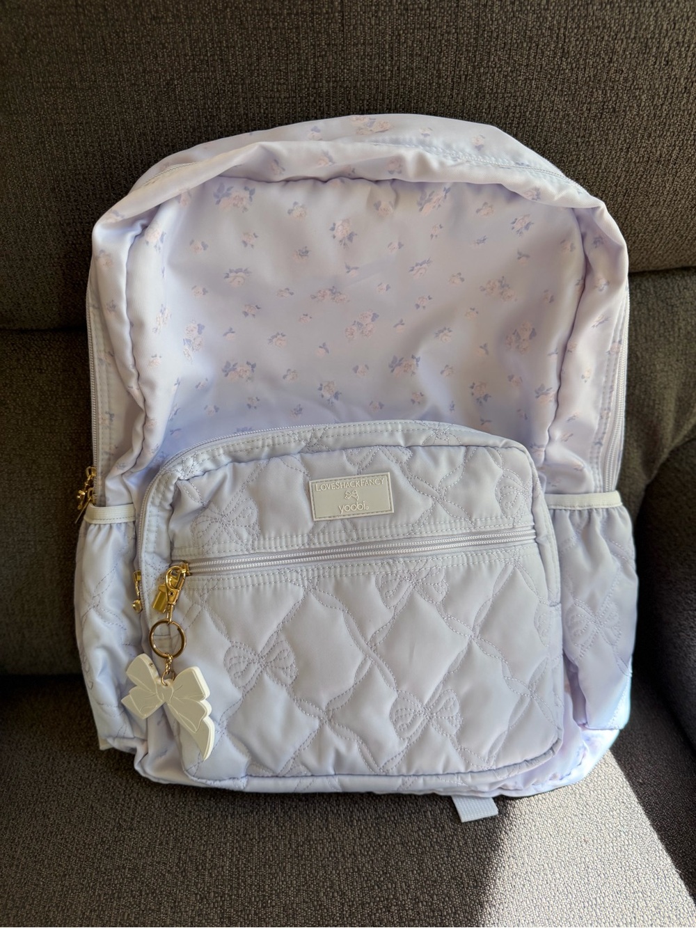 LoveShackFancy Light Lavender Backpack with Bow charm